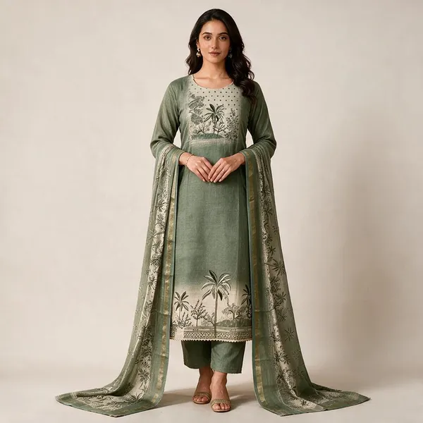 Green_Cotton_Straight_Printed_Kurta_Set_For_Women