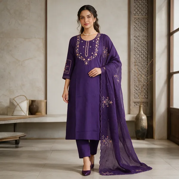 Purple_Cotton_Embroidered_Three-Piece_Kurta_Set_For_Women