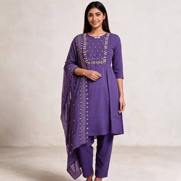 Purple_Cotton_Embroidered_Three-Piece_Kurta_Set_For_Women