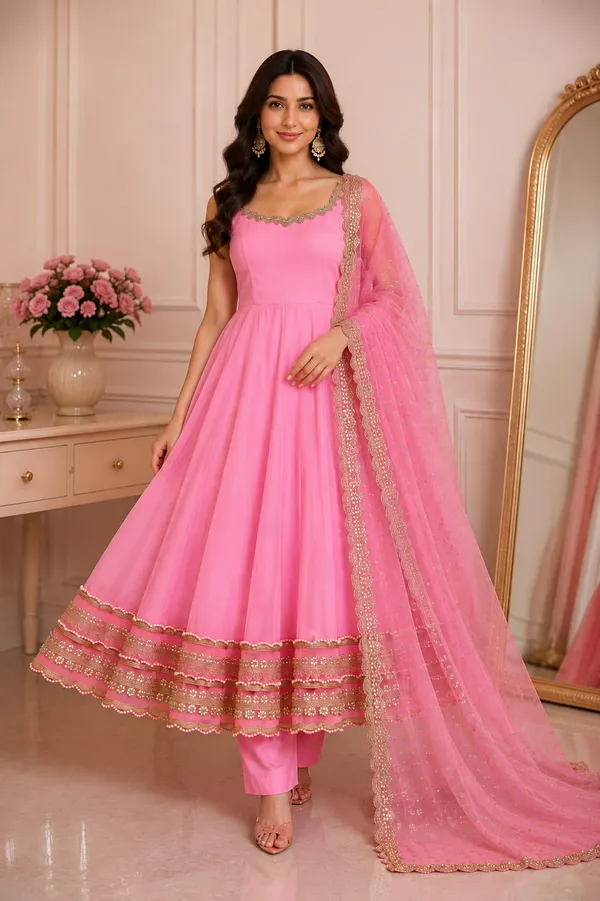 Pink_Georgette_Flared_Anarkali_Suit_Set_For_Women