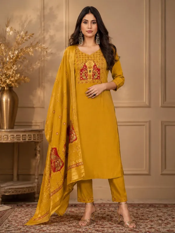 Mustard_Embroidered_Straight_Kurta_Set_for_Women