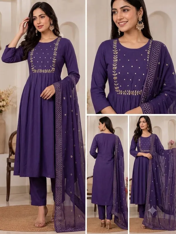 Purple_Cotton_Embroidered_Three-Piece_Kurta_Set_For_Women