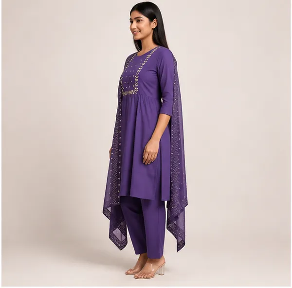 Purple_Cotton_Embroidered_Three-Piece_Kurta_Set_For_Women