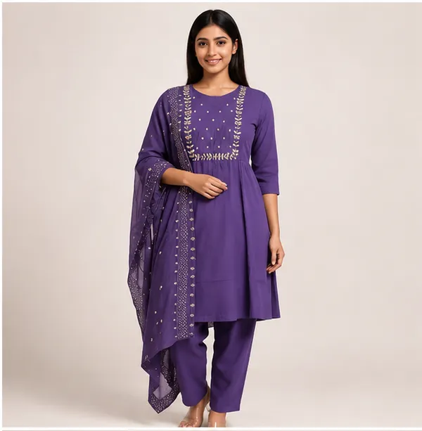 Purple_Cotton_Embroidered_Three-Piece_Kurta_Set_For_Women