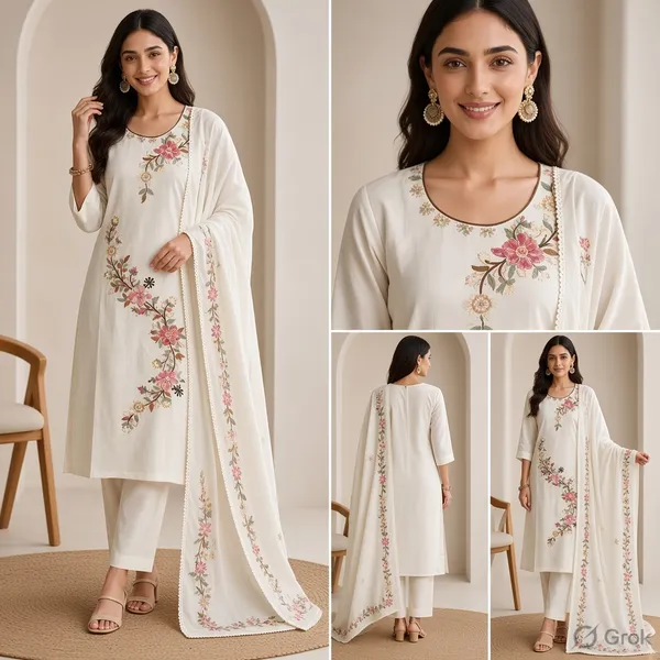 White_Pure_Cotton_Straight_Embroidered_Kurta_Set_For_Women