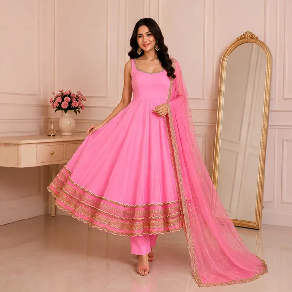Pink_Georgette_Flared_Anarkali_Suit_Set_For_Women
