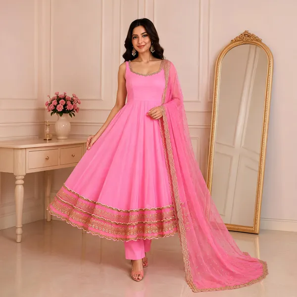 Pink_Georgette_Flared_Anarkali_Suit_Set_For_Women