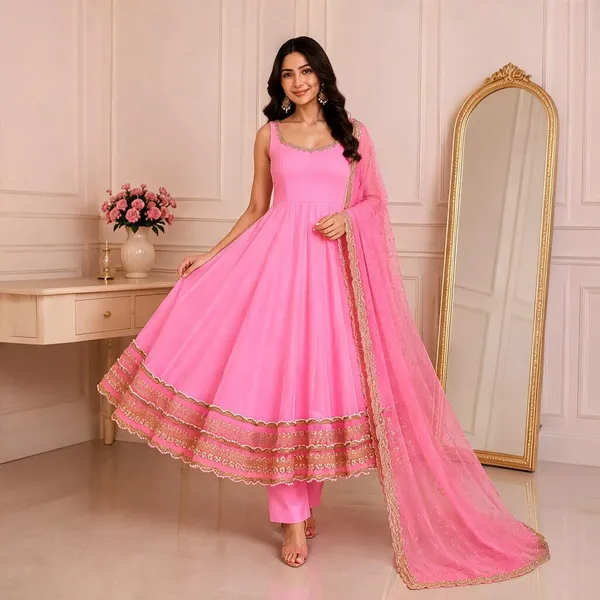 Pink_Georgette_Flared_Anarkali_Suit_Set_For_Women