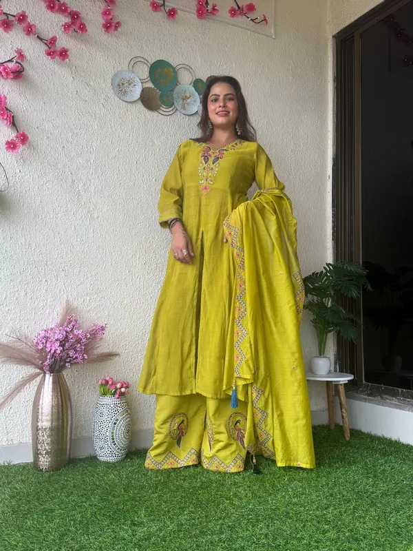 Lime_Green_Embellished_Flared_Kurta_Set_for_Women