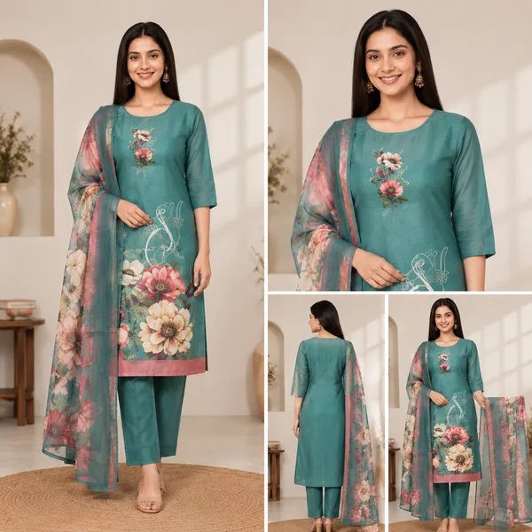 Teal_Cotton_Straight_Floral_Printed_Ethnic_Suit_Set_For_Women