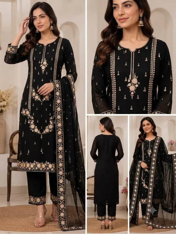 Black_Rayon_Cotton_Straight_Printed_Kurta_Set_For_Women