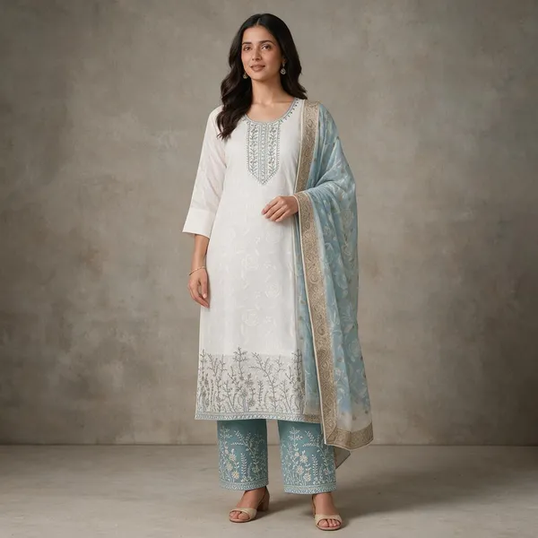 White_And_Blue_Embroidered_Kurta_Set_for_Women