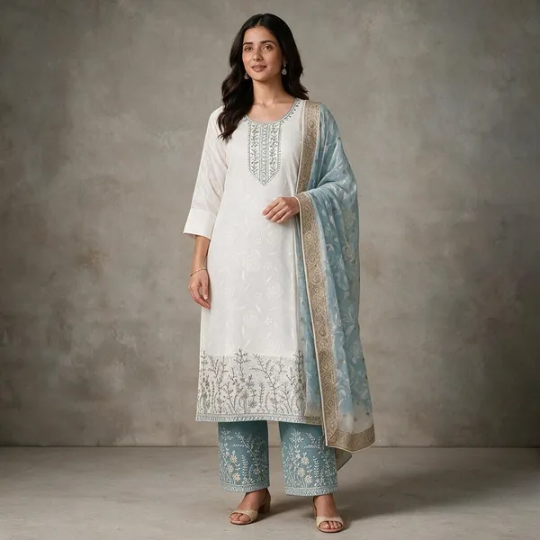 White_And_Blue_Embroidered_Kurta_Set_for_Women