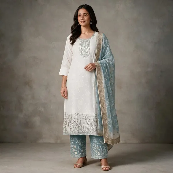 White_And_Blue_Embroidered_Kurta_Set_for_Women