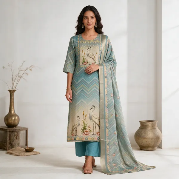 Turquoise_Cotton_Printed_Ethnic_Suit_Set_For_Women