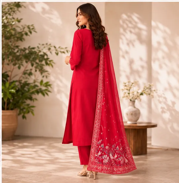 Red_Cotton_Straight_Embroidered_Kurta_Set_For_Women