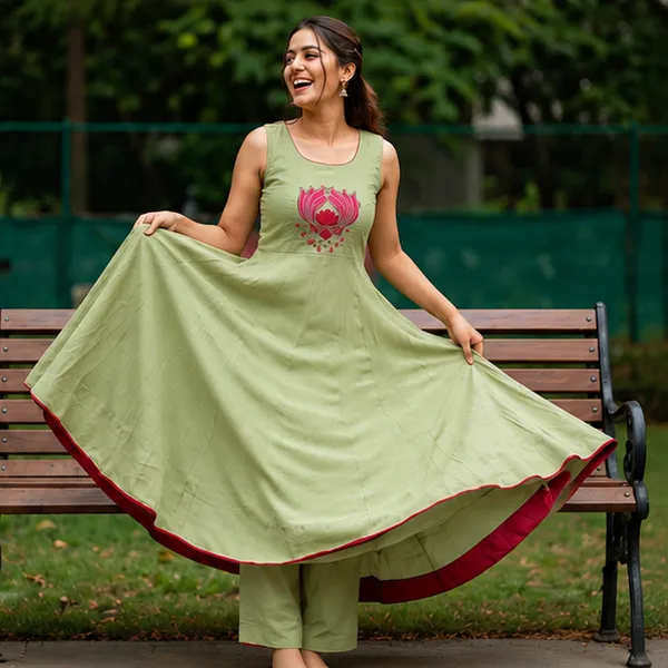 Green_Mul_Cotton_Flared_Embroidered_Anarkali_Suit_Set_For_Women