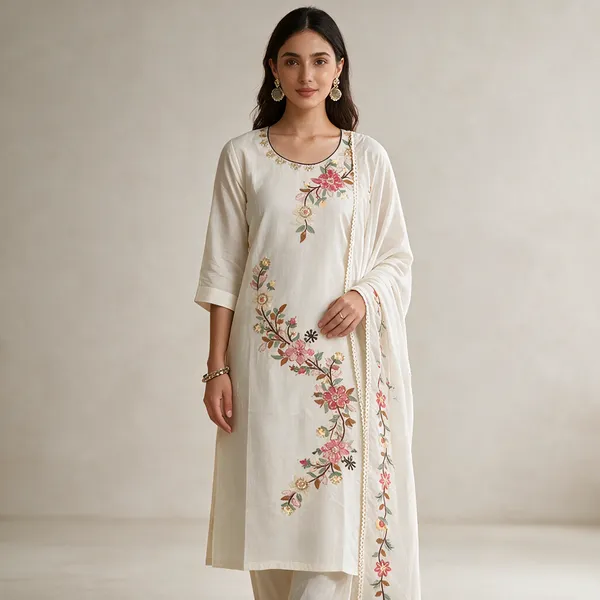 White_Pure_Cotton_Straight_Embroidered_Kurta_Set_For_Women
