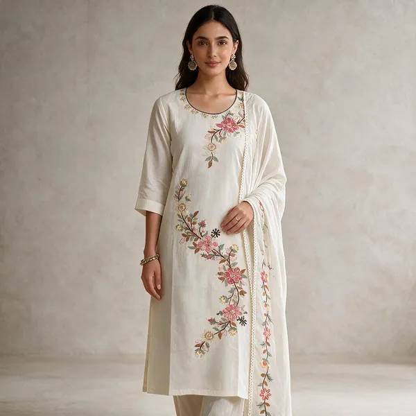 White_Pure_Cotton_Straight_Embroidered_Kurta_Set_For_Women