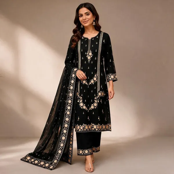 Black_Rayon_Cotton_Straight_Printed_Kurta_Set_For_Women