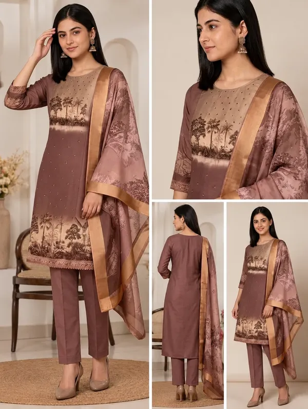 Brown_Shimar_Cotton_Straight_Printed_Ethnic_Kurta_Set_For_Women