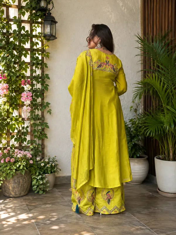 Lime_Green_Embellished_Flared_Kurta_Set_for_Women