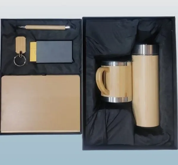 Elegant_Natural_Bamboo_6_In_1_Combo_Set_Wooden_Diary_Mug_Flask_Including