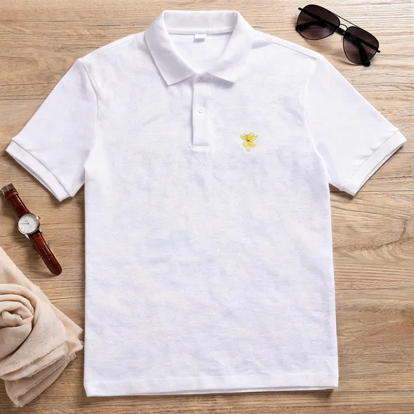 White_Cotton_Blend_Collared_Nda_T_Shirt_For_Men