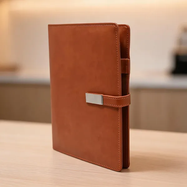 Brown_Pu_Leather_Defence_Logo_Diary_Organiser_With_5000_Mah_Power_Bank