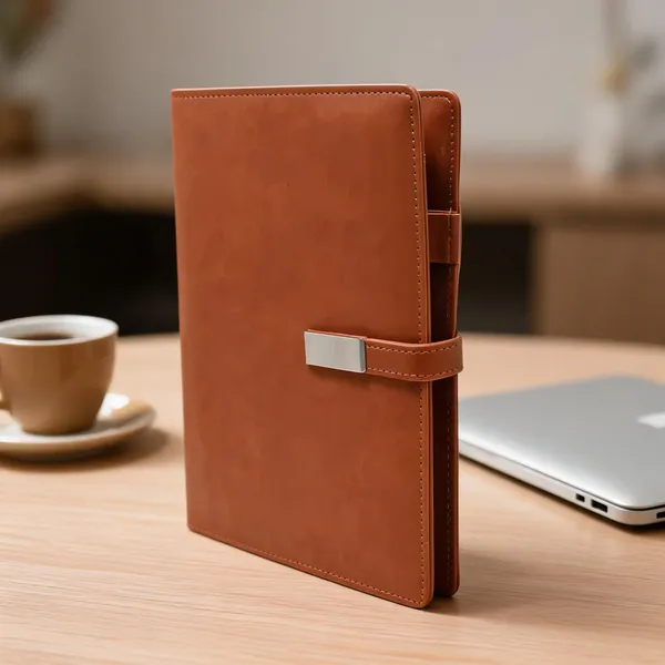 Brown_Pu_Leather_Defence_Logo_Diary_Organiser_With_5000_Mah_Power_Bank