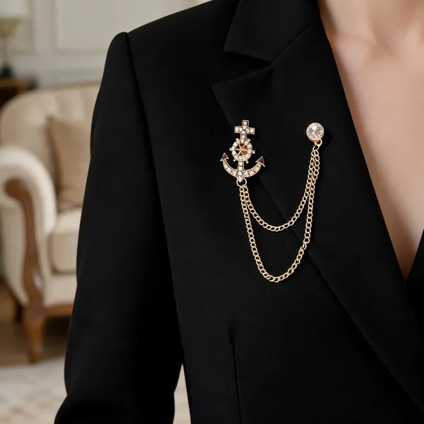 Golden_Metal_Crystal_Anchor_Brooch_For_Men_And_Women
