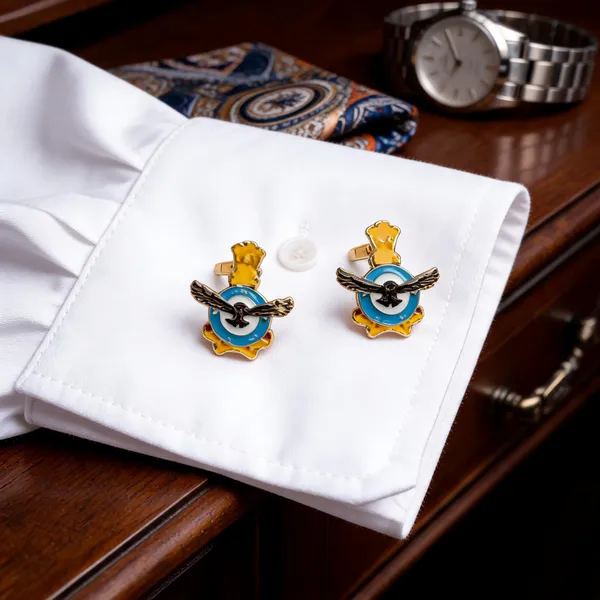 Blue_Yellow_Alloy_Iaf_Air_Force_Cufflinks_Set_Of_2