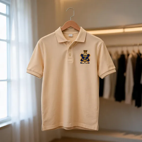 Peach_Poly_Cotton_Collar_Navy_T_Shirt_For_Men