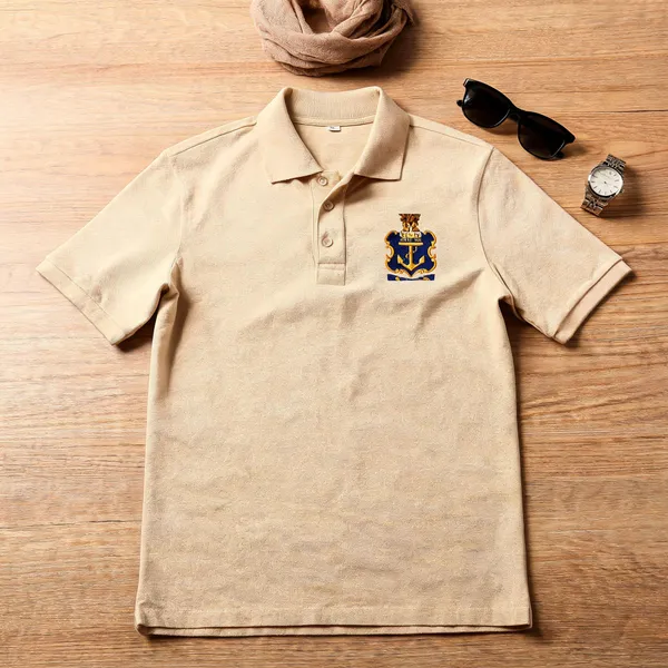 Peach_Poly_Cotton_Collar_Navy_T_Shirt_For_Men