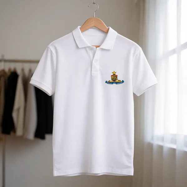 White_Polyester_Cotton_Artillery_T_Shirt_For_Men