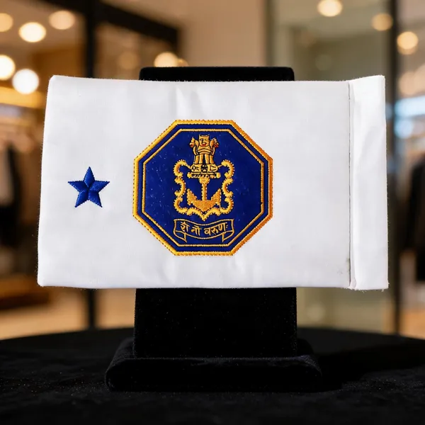 White_&_Blue_Zari_Embroidered_Navy_Logo_Car_Flag_Pendant