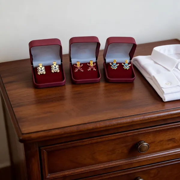 Golden_Alloy_Tri_Services_Cufflinks_Set_Of_3_For_Unisex