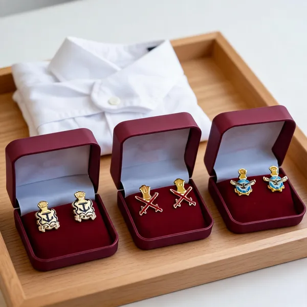 Golden_Alloy_Tri_Services_Cufflinks_Set_Of_3_For_Unisex
