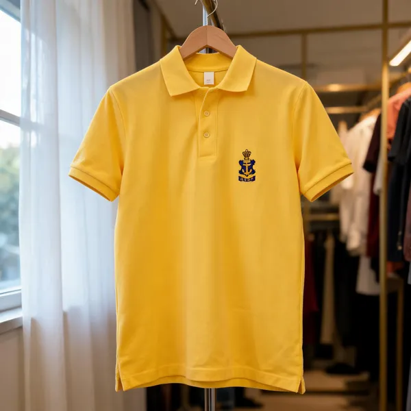 Golden_Orange_Cotton_Blend_Collared_Navy_T_Shirt_For_Men