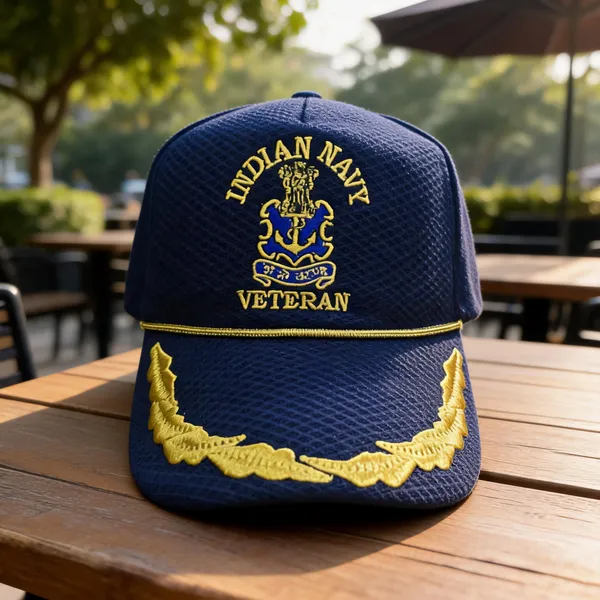 Blue_Polyester_Indian_Navy_Veteran_Single_Braided_Peak_Cap_For_Unisex