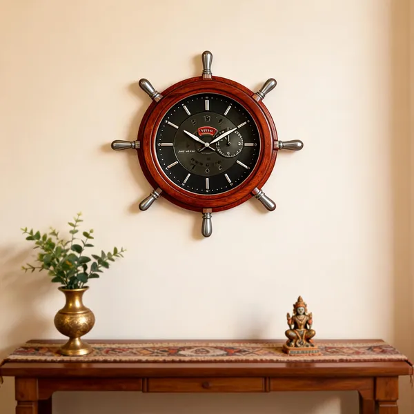 Sheesham_Wood_Glass_Brass_Indian_Navy_Steering_Wheel_Wall_Clock