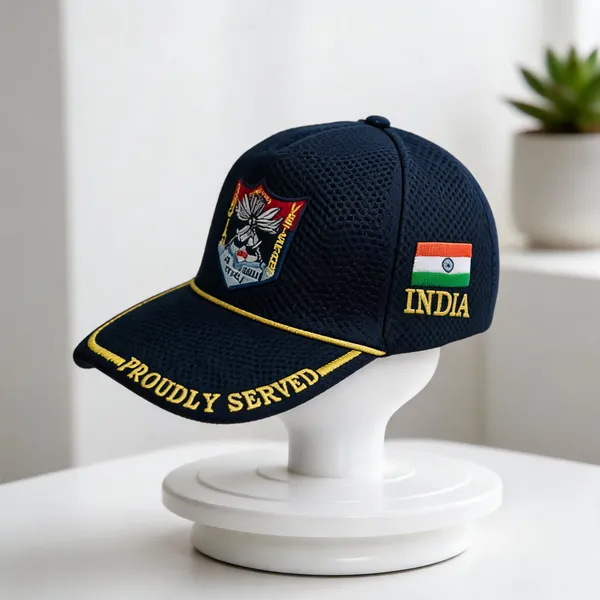 Blue_Polyester_Net_Zari_Embroidered_Tri_Service_Cap_For_Unisex
