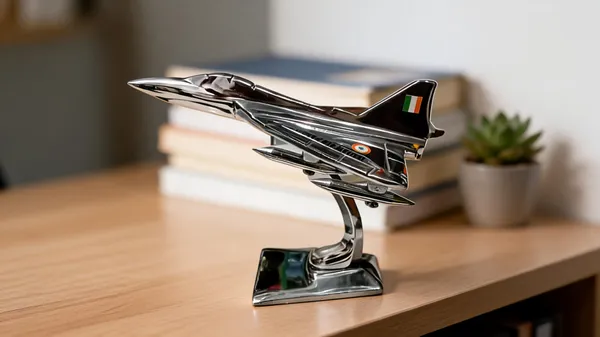 Chrome_Plated_Metal_Lca_Tejas_Aircraft_Miniature_With_Stand