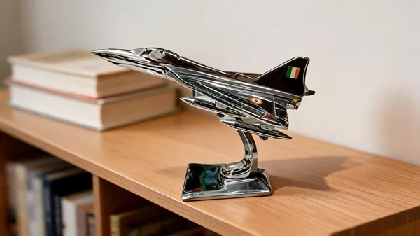 Chrome_Plated_Metal_Lca_Tejas_Aircraft_Miniature_With_Stand