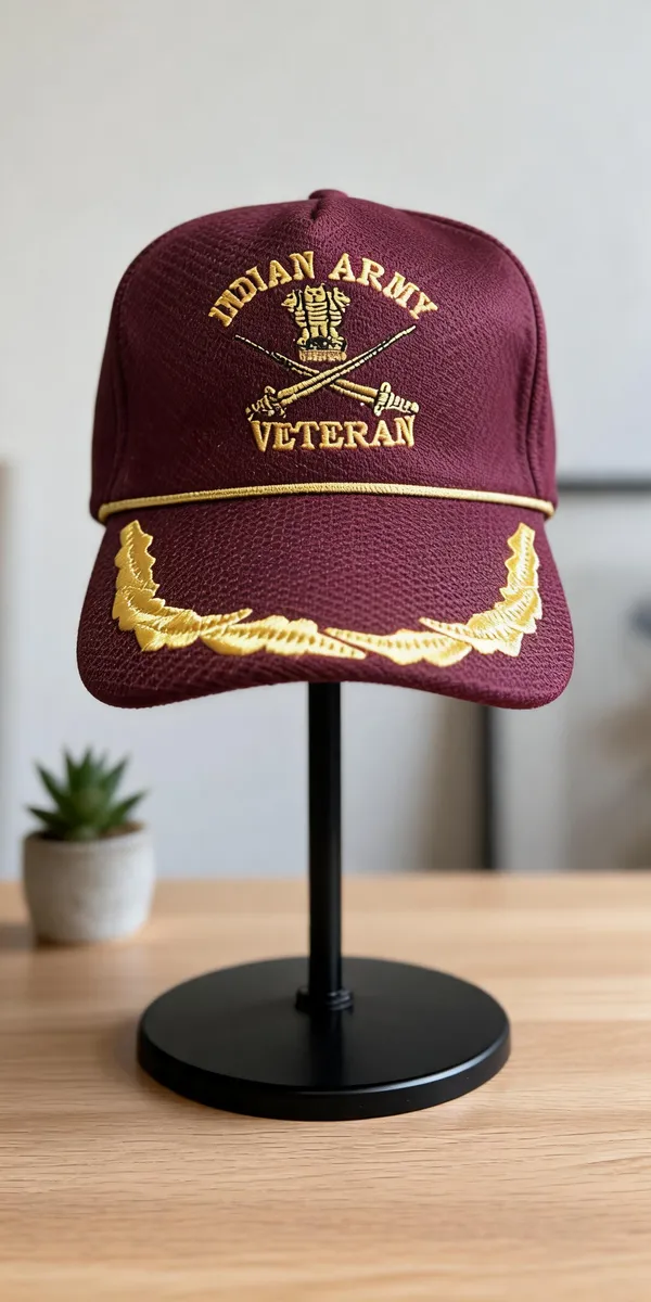 Maroon_Polyester_Single_Braided_Army_Veteran_Cap