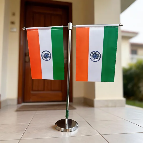 Indiawins_Polyester_Double_Indian_Flag_Set_With_Steel_Base
