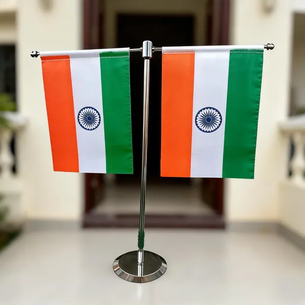 Indiawins_Polyester_Double_Indian_Flag_Set_With_Steel_Base