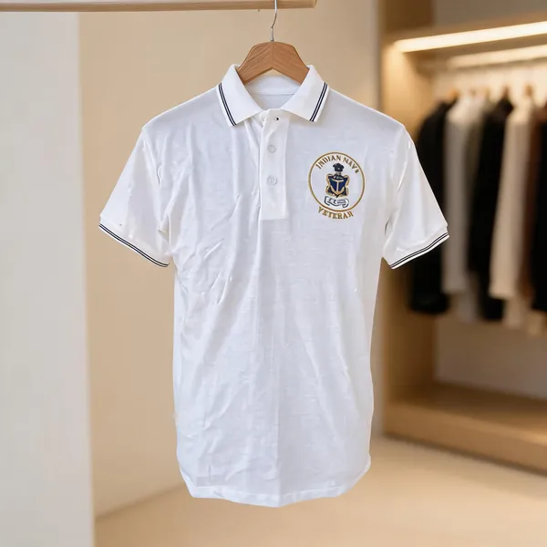 White_Poly_Cotton_Polo_Collar_Navy_Flick_Logo_T_Shirt_For_Men