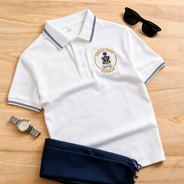 White_Poly_Cotton_Polo_Collar_Navy_Flick_Logo_T_Shirt_For_Men
