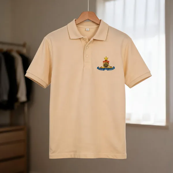 Cream_Polyester_Cotton_Artillery_T_Shirt_For_Men